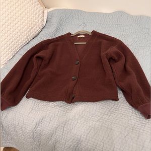Madewell cropped fleece jacket in plum